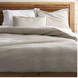 Crate & Barrel Tessa King Size Duvet Cover Flax Tan 100% cotton